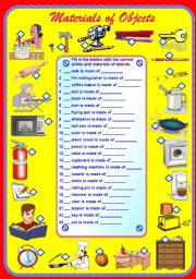 English Worksheet: Materials of Objects with articles **fully editable with answer key.