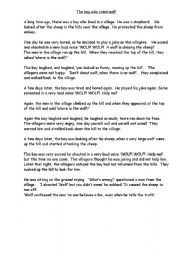 English Worksheet: -ed pronunciation The boy who cried wolf
