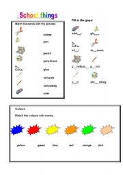 English worksheet: Classroom objects