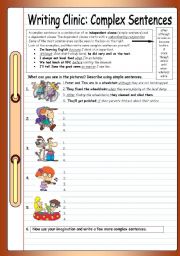 English Worksheet: Writing Clinic: Complex Sentences