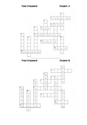 English Worksheet: Food Crossword Pair work