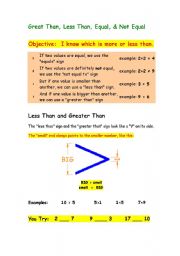 English worksheet: Greater Than or Less Than