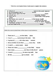 English Worksheet: Plural nouns