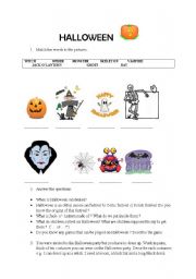 English worksheet: Halloween worksheet
