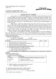 English Worksheet: exam paper for 1st year secondary school ( scientific streams in Algeria.