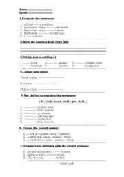 English Worksheet: Beginners quiz