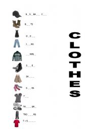 English worksheet: CLOTHES