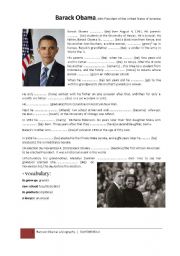 English Worksheet: A biography of Barack Obama