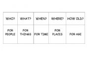 English worksheet: Wh- Words (Questions) Memory Game