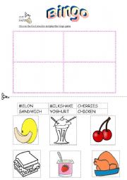 English Worksheet: A Bingo with my favourite food