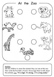 English Worksheet: Zoo Animals