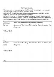 English worksheet: Daily 5 partner reading 1/2