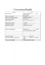 English worksheet: Conversational English 