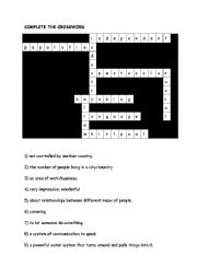 English worksheet: CROSSWORD