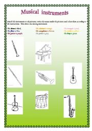 English worksheet: Instruments