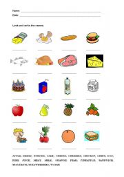 English Worksheet: Food
