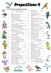 English Worksheet: Prepositions-4 (Editable with Answer Key)