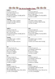 English Worksheet: The seven families game