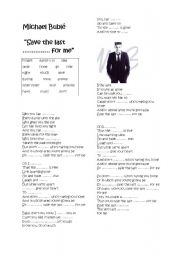 English Worksheet: Michael Buble - Save the last dance for me- 