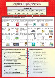 English Worksheet: objects pronouns