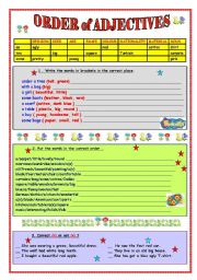 English Worksheet: ORDER OF ADJECTIVES (editable & KEY)