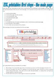 English worksheet: ESL printables - First Steps - The Main Page (tutorial)