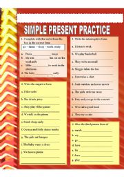 English Worksheet: simple present practice