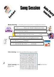 English Worksheet: Teenage Dream - Kate Perry for Intermediate Ss!