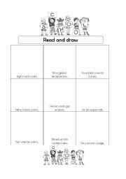 English Worksheet: School Items: Read, draw and colour