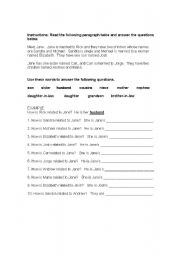 English worksheet: Janes Family