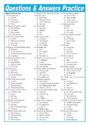 Questions & Answers Practice (There is/are, to be, present simple / continuous, can) - multiple choice - keys included [2 pages] ***editable