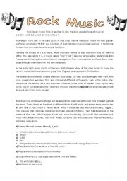 English Worksheet: A reading about Rock Music