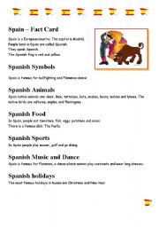 English worksheet: SpainFactFile