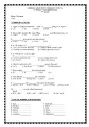 English Worksheet: 7th grade 1st term 1st exam