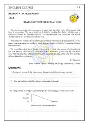 English Worksheet: heat loss from the human body
