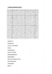 English Worksheet: London Sights Wordsearch