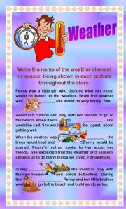 English Worksheet: Pennys  Story on the Weather (2 pages)