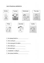 English Worksheet: Look at the pictures, read and complete