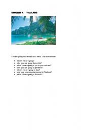 English worksheet: Speaking 1 holidays