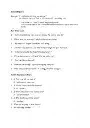 English worksheet: reported speech