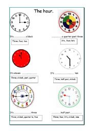 English Worksheet: The hours