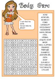 English Worksheet: BODY CARE - PUZZLE 1