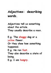 English worksheet: About adjectives