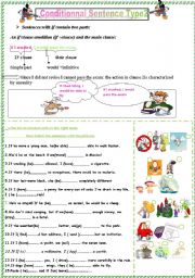 English Worksheet: conditionnal sentence type 2;sts read the rule then they have to complete sentences and match them with pictures