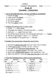 English Worksheet: countable