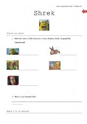 English Worksheet: shrek 1