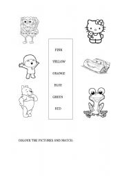 English Worksheet: COLOUR AND MATCH