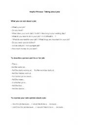 English Worksheet: Talking about jobs