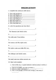 English Worksheet: stores and how much