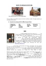 English Worksheet: How to behave in pubs